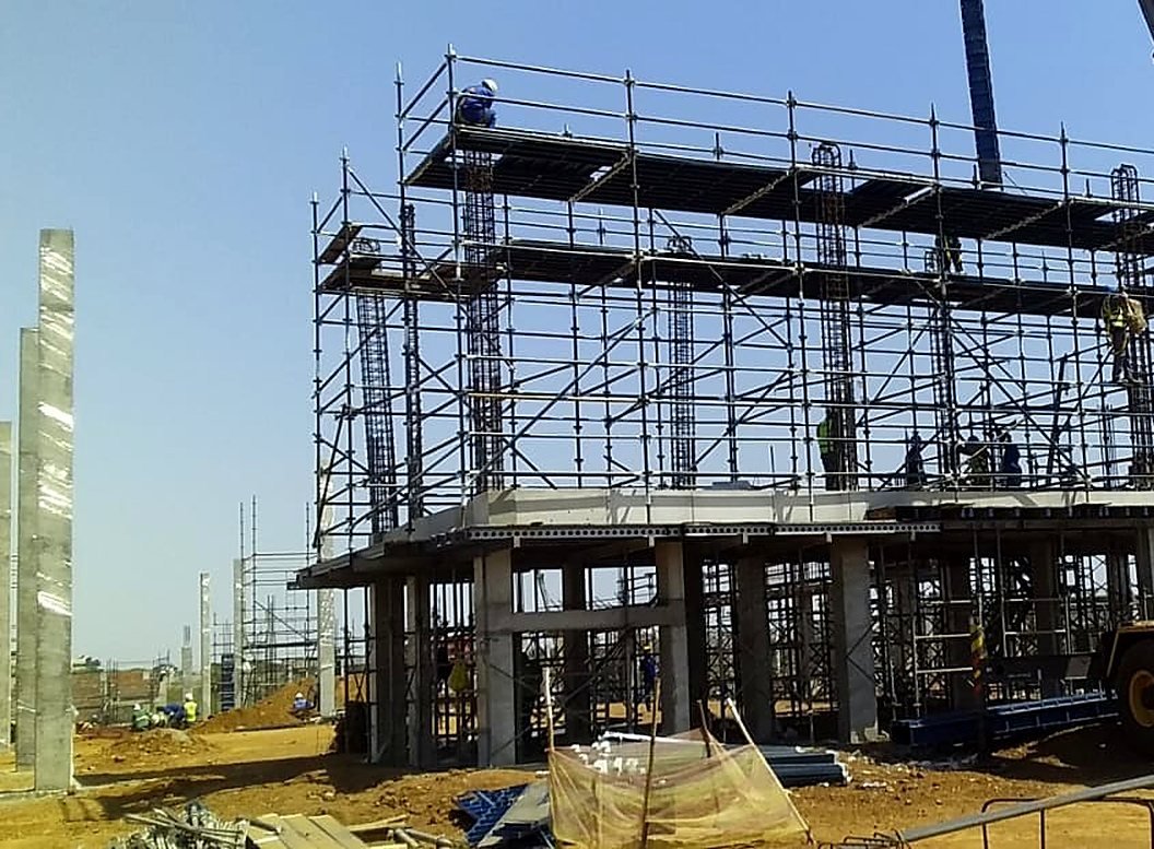 Construction support structure on site