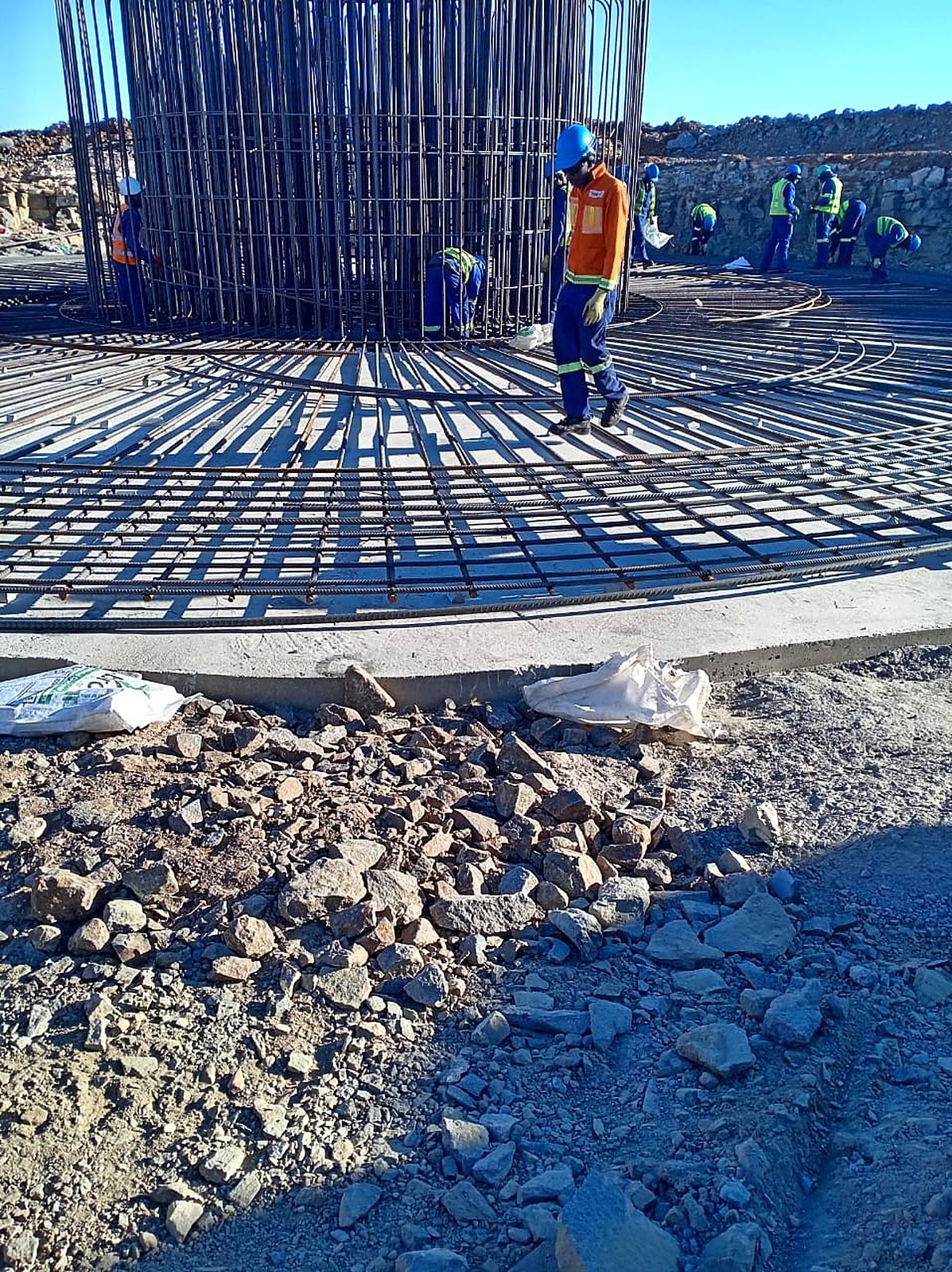 Heavy foundation reinforcement in progress